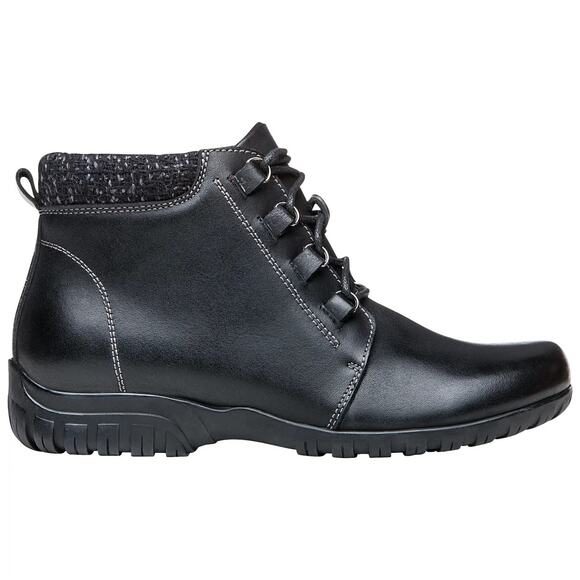Propet Women Ankle Chukka Booties Delaney Size US 8W Black Leather - Picture 2 of 6